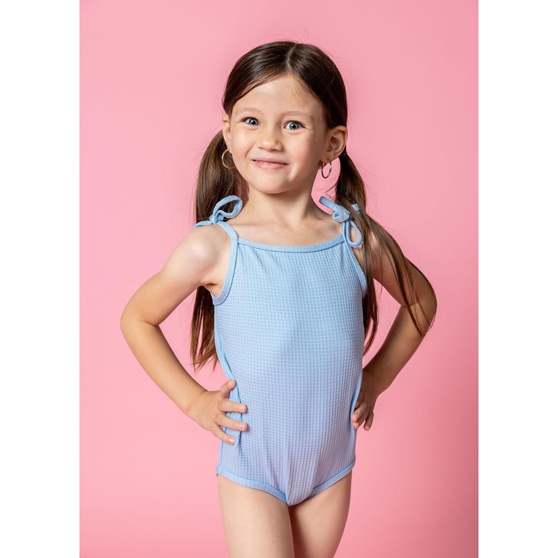 Waffled Barely Blue | Mini Simply One-Piece