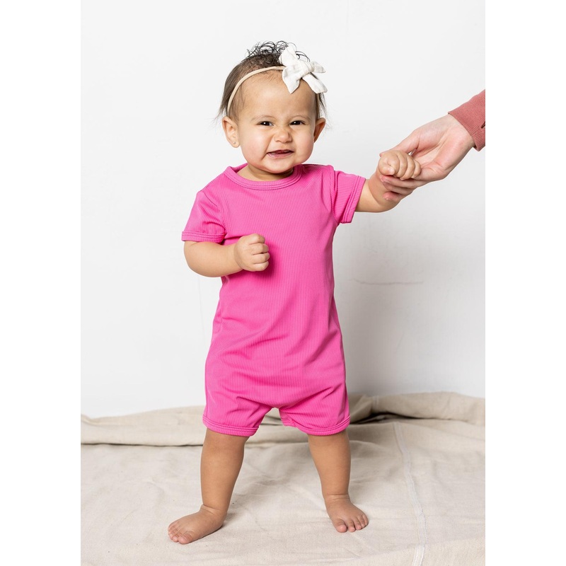 Ribbed Azalea Pink | Baby Shorties Rashguard (Unisex)