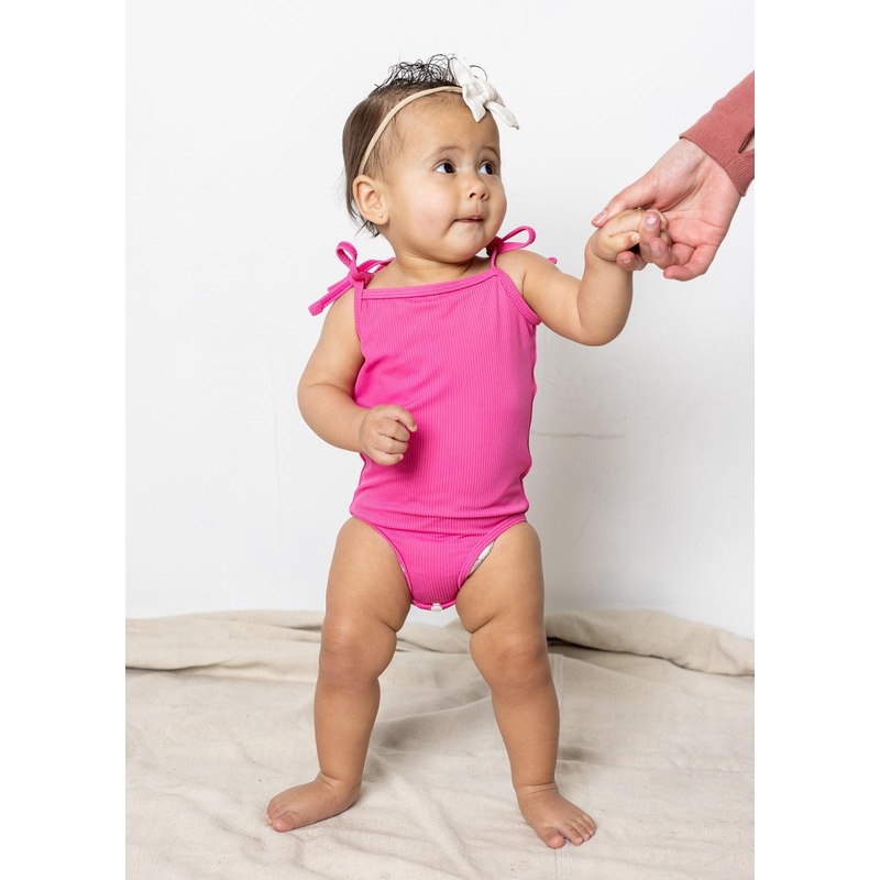 Ribbed Azalea Pink | Baby Simply One-Piece