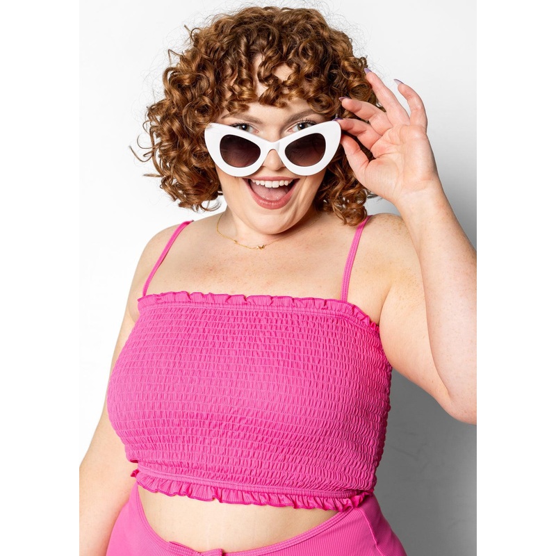 Ribbed Azalea Pink | Bandeau Top
