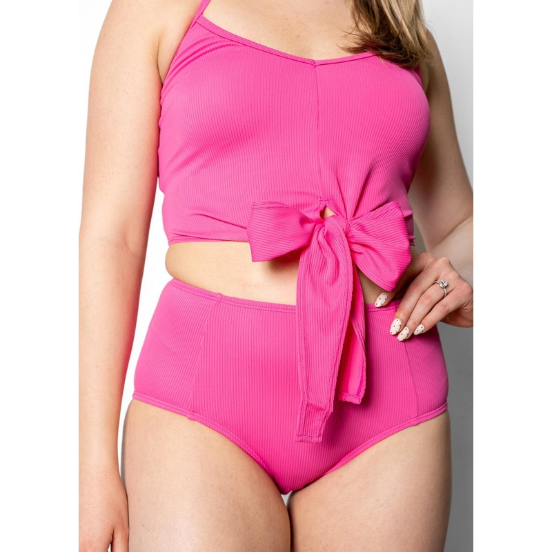 Ribbed Azalea Pink | Mid-Rise Bottoms