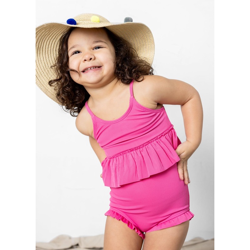 Ribbed Azalea Pink | Mini All Ruffled Up Bottoms
