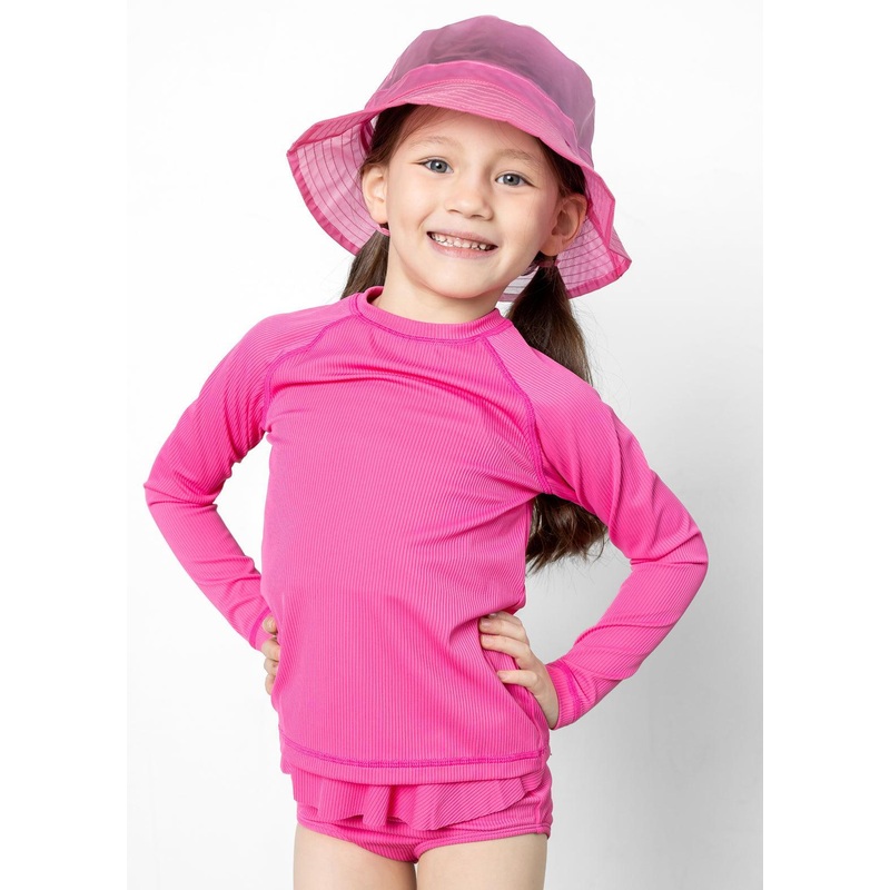 Ribbed Azalea Pink | Mini Rashguard Top (Unisex)