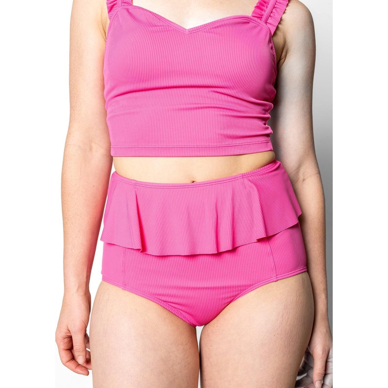 Ribbed Azalea Pink | Peplum Bottoms