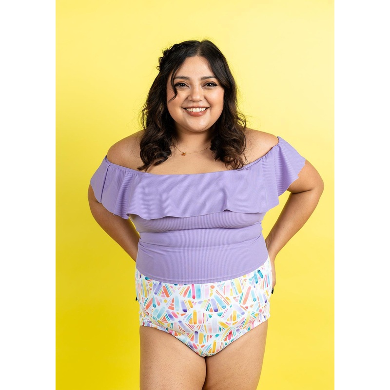 Ribbed Dusty Purple | Ruffled Around Top