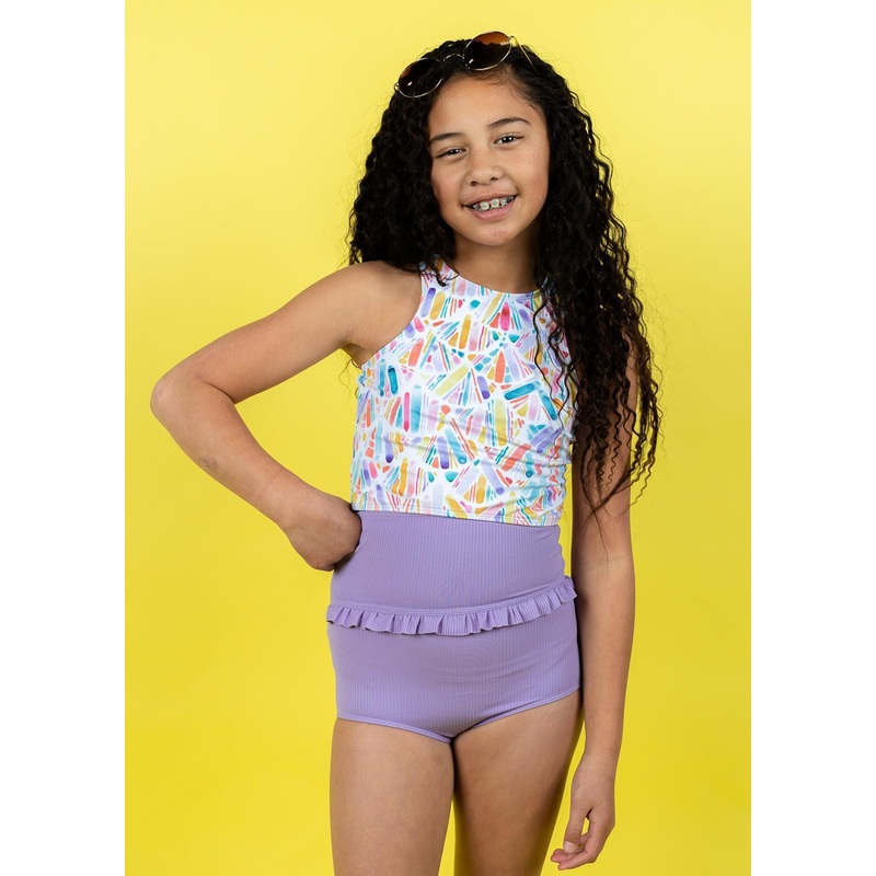 Ribbed Dusty Purple | Youth Mid-Ruffle Bottoms