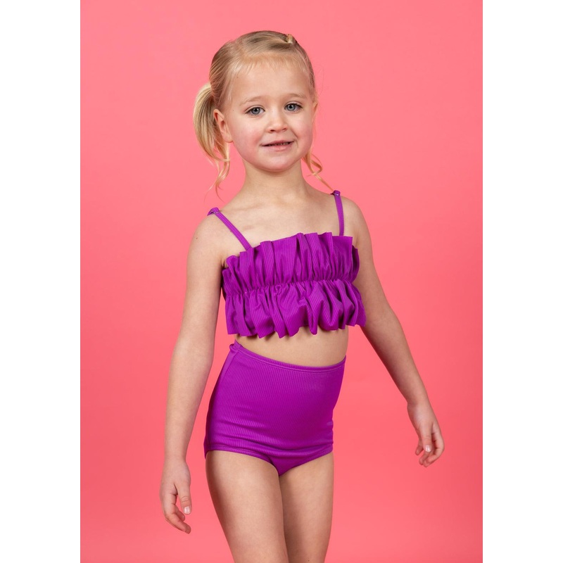 Ribbed Purple | Mini Oversized Ruffle Top