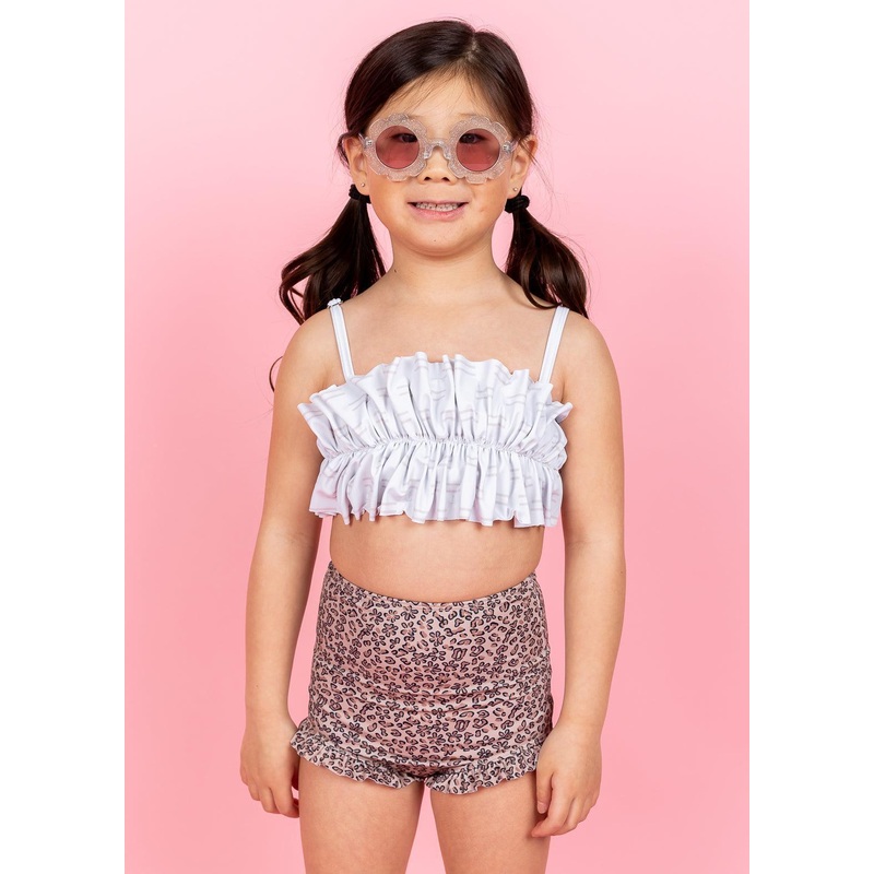 Taupe Dashes | Mini Oversized Ruffle Top