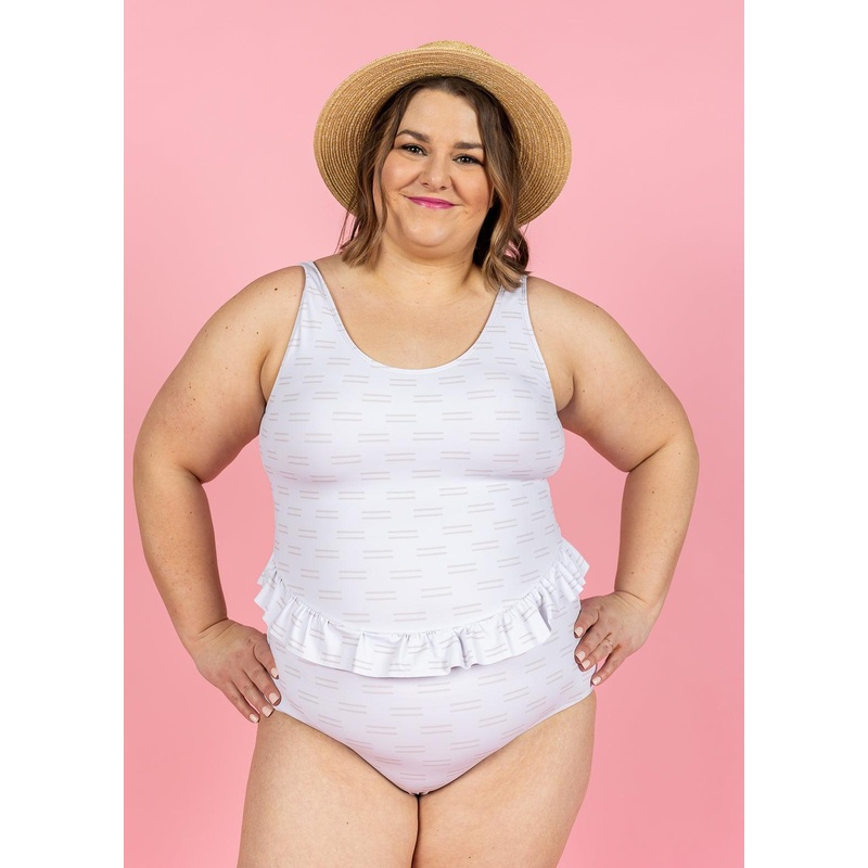 Taupe Dashes | Skirted One-Piece