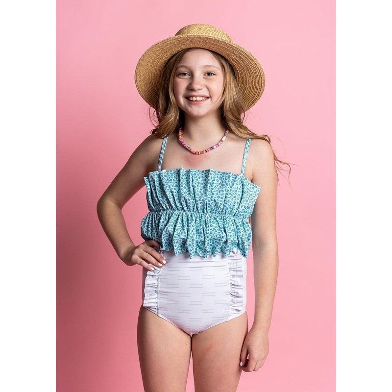 Taupe Dashes | Youth Down in Front Ruffle Bottoms