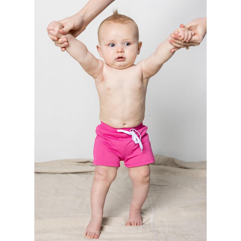 Ribbed Azalea Pink | Baby Euro Shorts