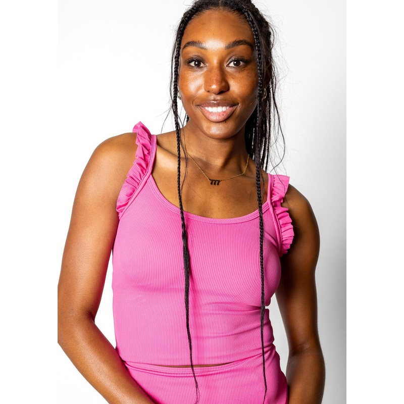 Ribbed Azalea Pink | Flutter Top