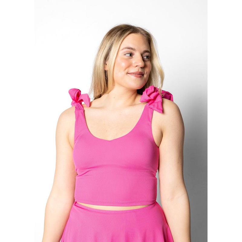 Ribbed Azalea Pink | Knot Top