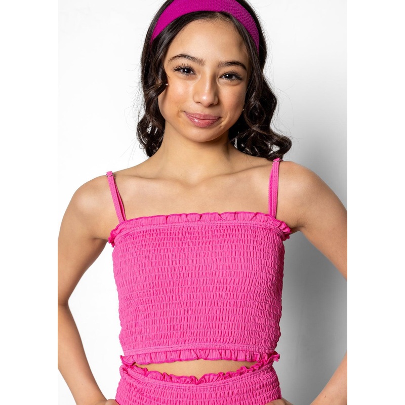 Ribbed Azalea Pink | Youth Bandeau Top