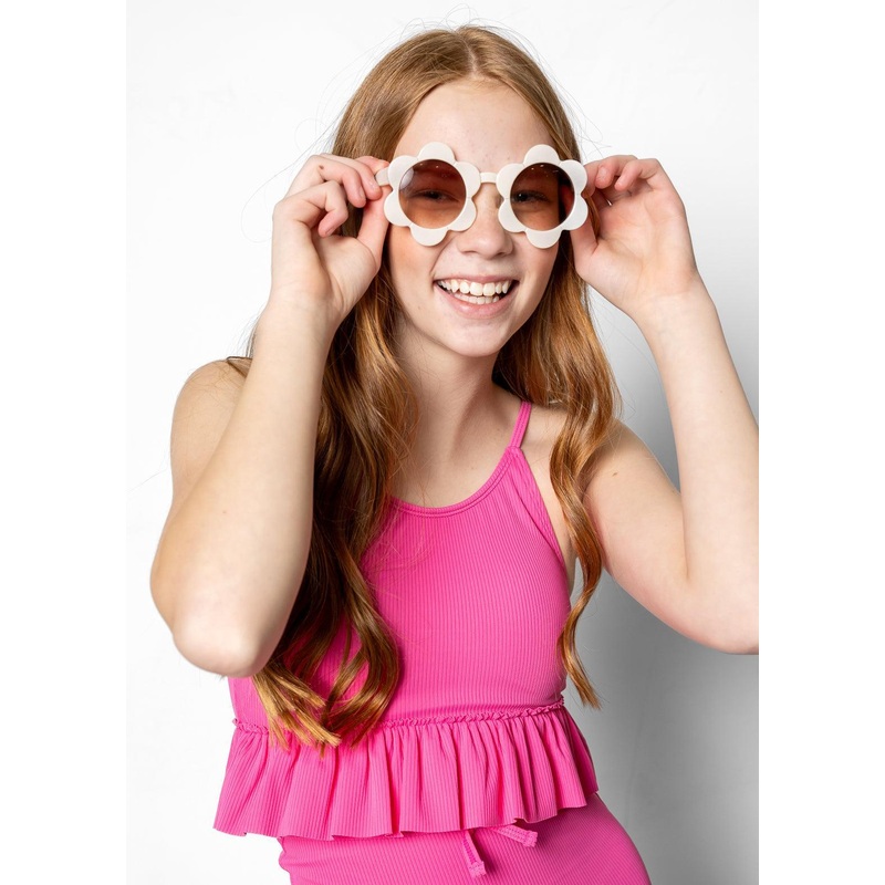 Ribbed Azalea Pink | Youth Peplum Top