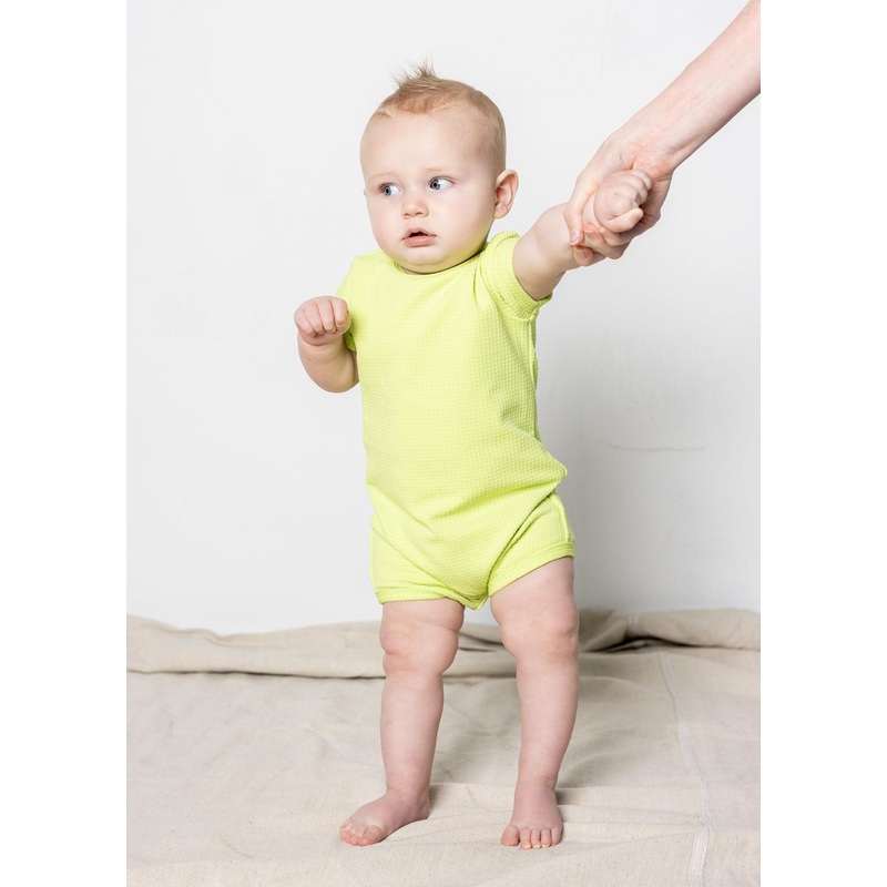 Waffled Glow Green | Baby Shorties Rashguard (Unisex)