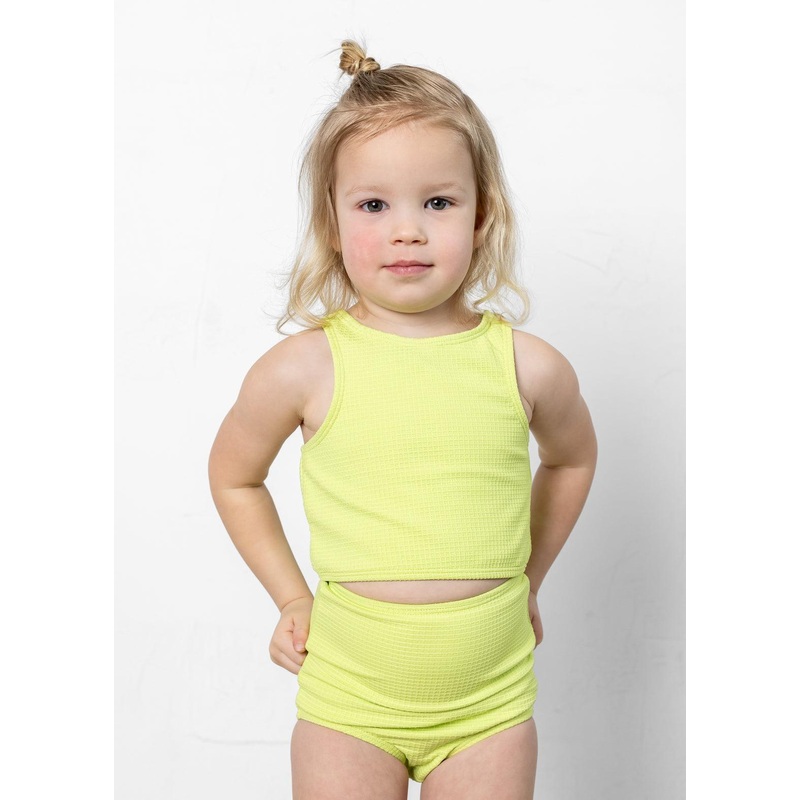 Waffled Glow Green | Mini High-Waisted Bottoms