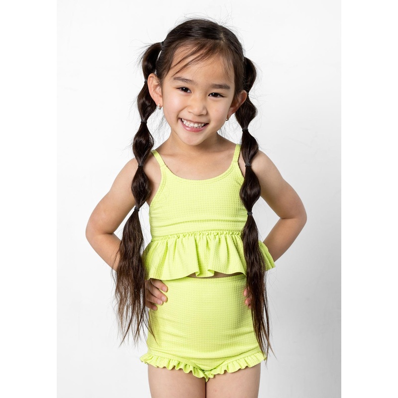 Waffled Glow Green | Mini Peplum Top