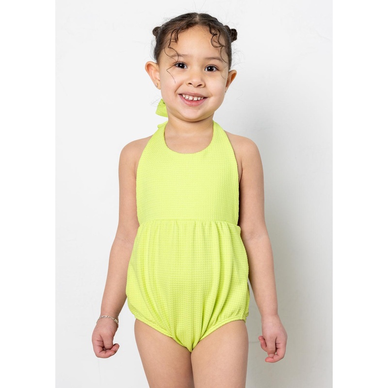 Waffled Glow Green | Mini Romper One-Piece