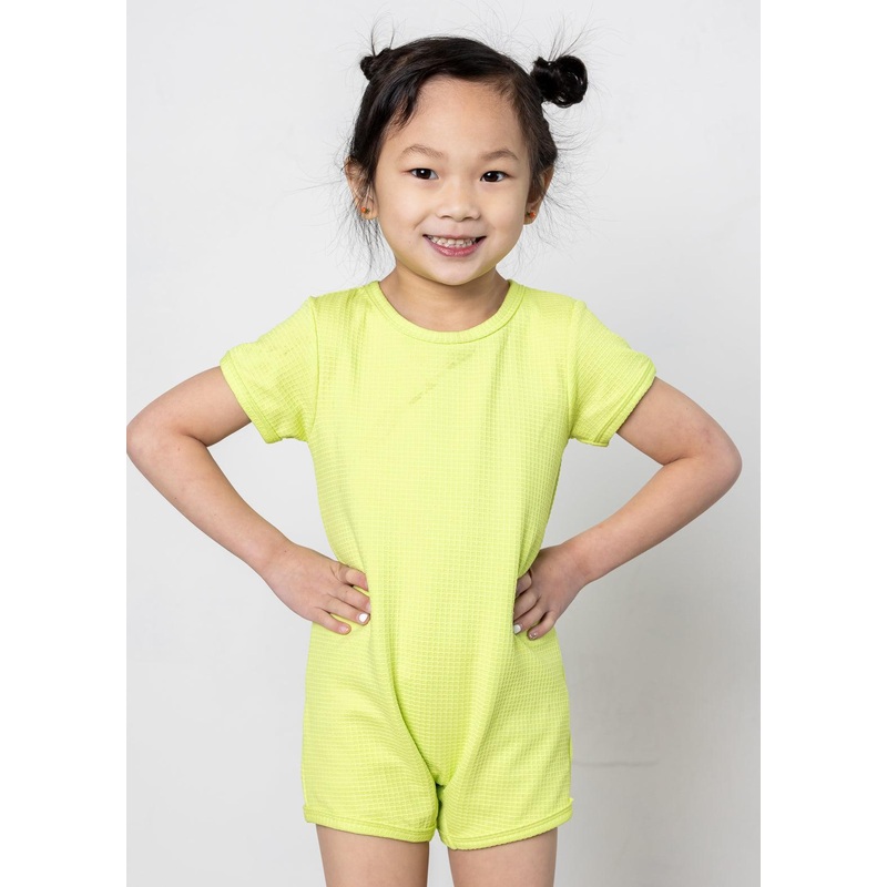 Waffled Glow Green | Mini Shorties Rashguard (Unisex)