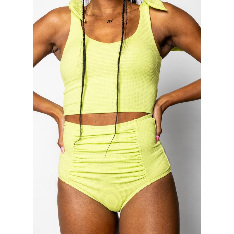 Waffled Glow Green | Ruched Bottoms 2.0