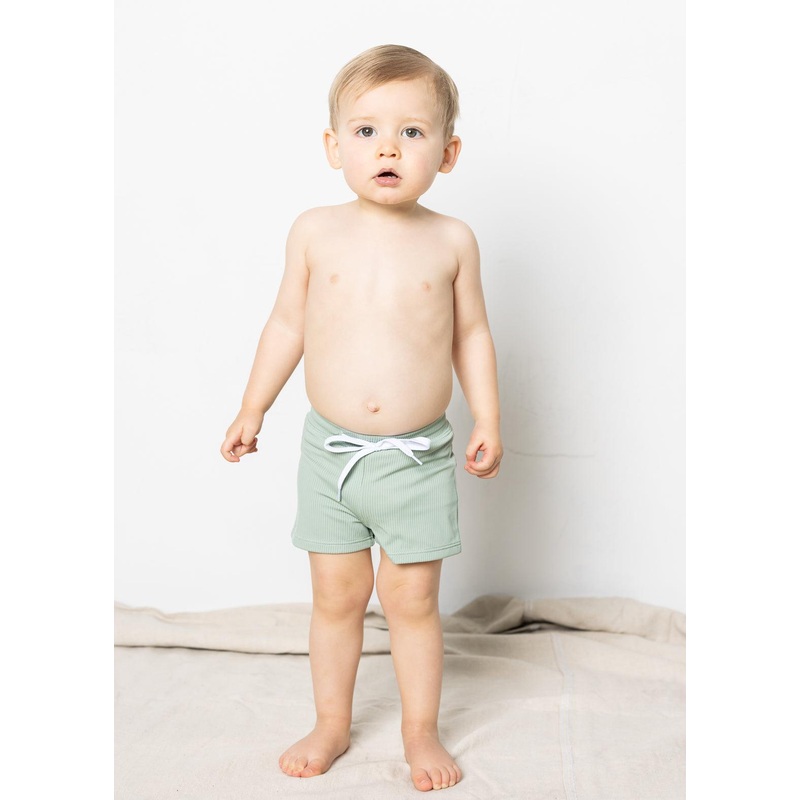 Ribbed Sage | Baby Euro Shorts