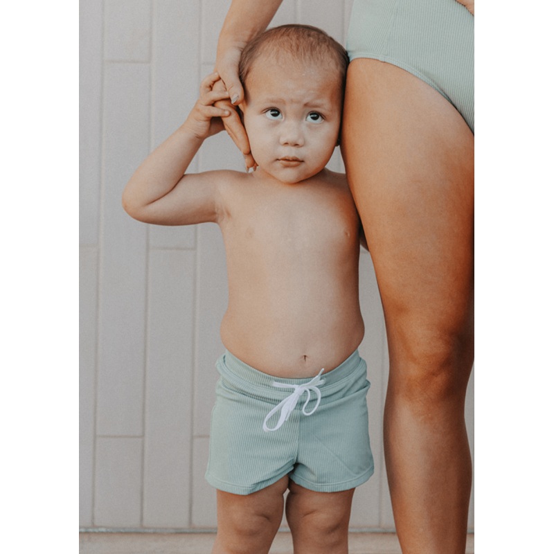 Ribbed Sage | Mini Euro Shorts