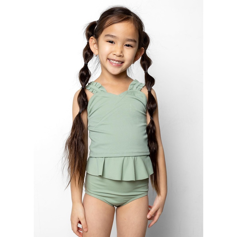 Ribbed Sage | Mini Peplum Bottoms