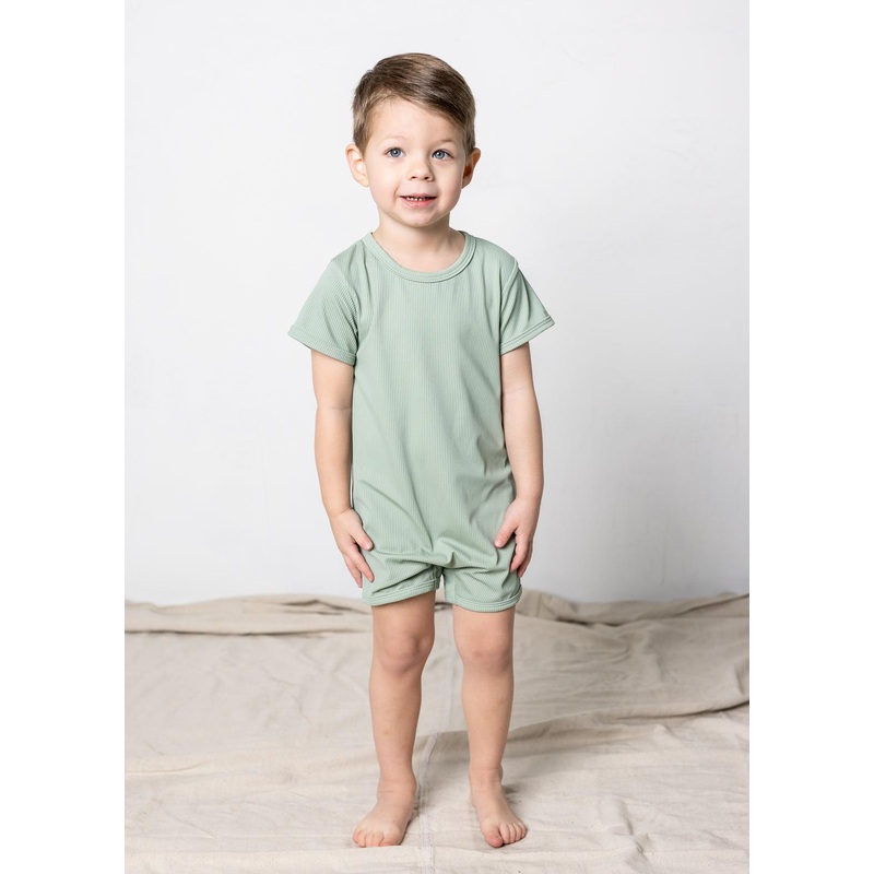 Ribbed Sage | Mini Shorties Rashguard (Unisex)