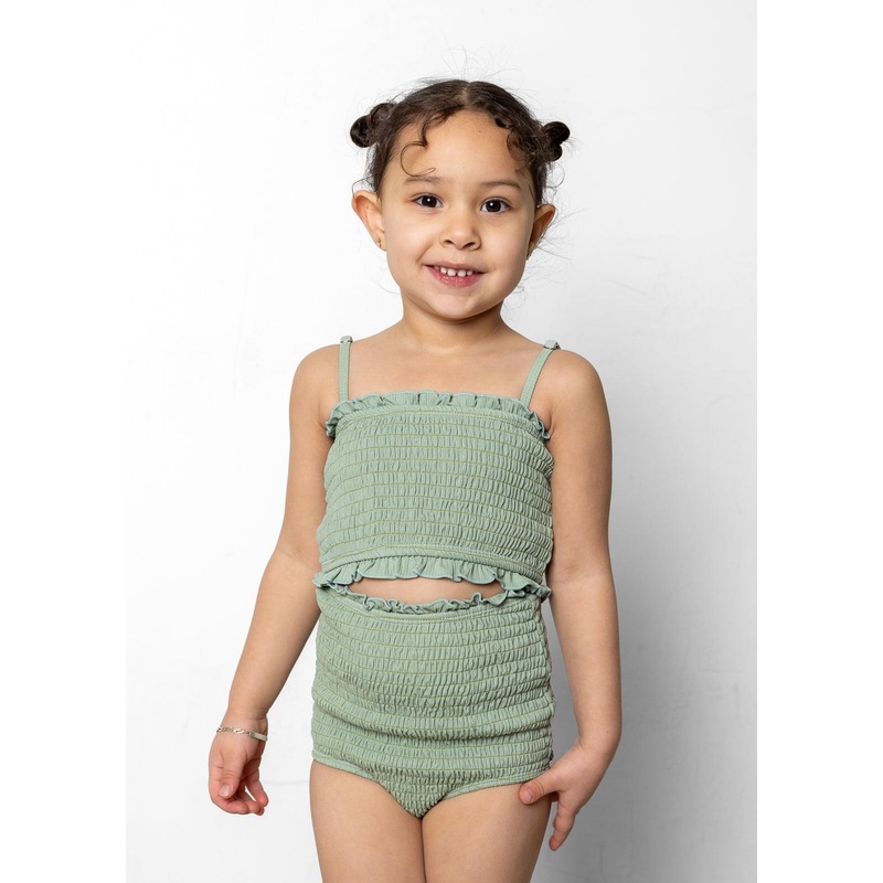 Ribbed Sage | Mini Smocked Bottoms