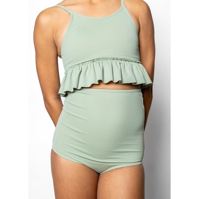 Ribbed Sage | Youth High-Waisted Bottoms
