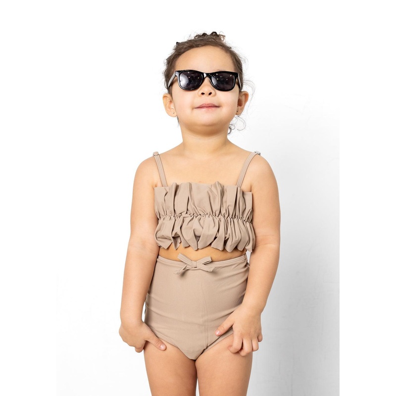 Taupe | Mini Oversized Ruffle Top