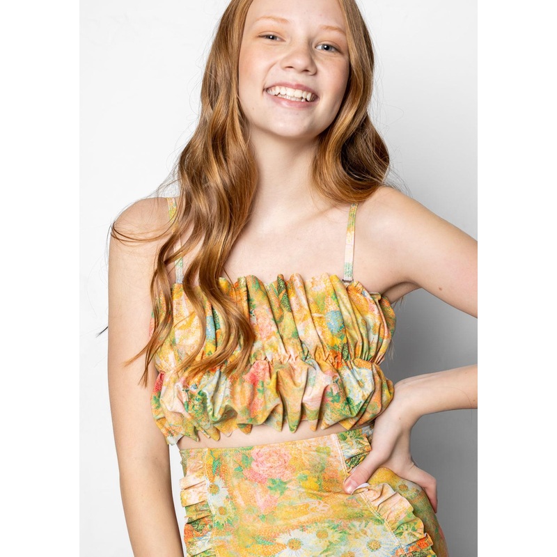 Wonderland Floral | Youth Oversized Ruffle Top