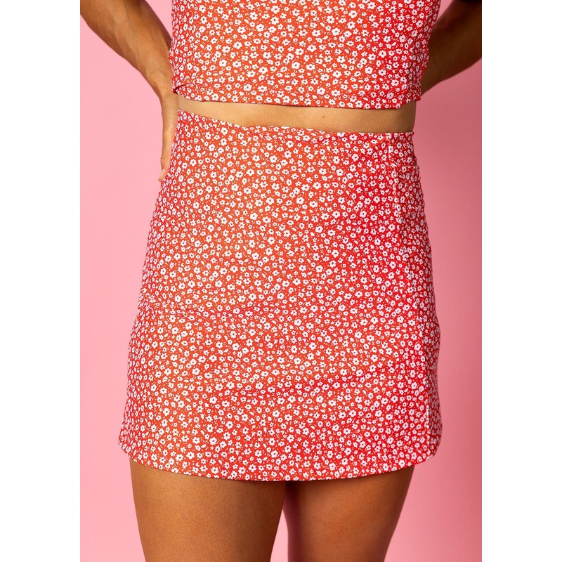 Red Ditsy Floral | Detached High-Waisted Skirt
