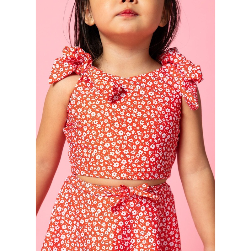 Red Ditsy Floral | Mini Knot Top
