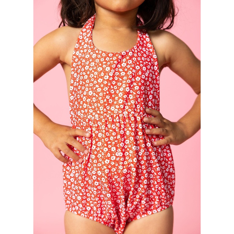 Red Ditsy Floral | Mini Romper One-Piece