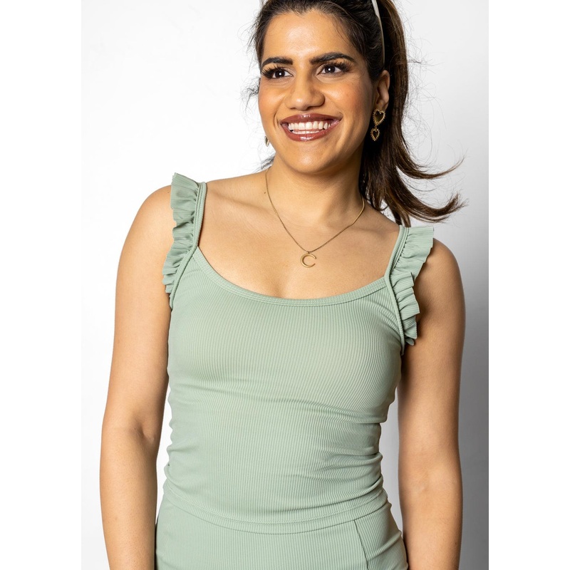 Ribbed Sage | Flutter Top