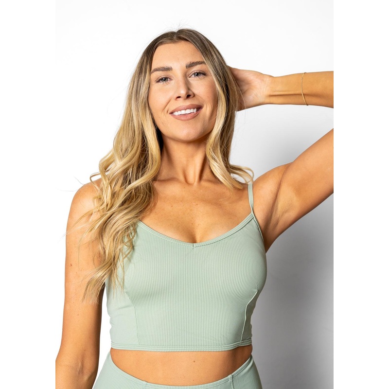 Ribbed Sage | V'D Crop Top