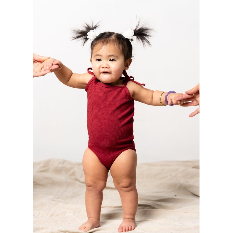 Waffled Maroon | Baby Simply One-Piece