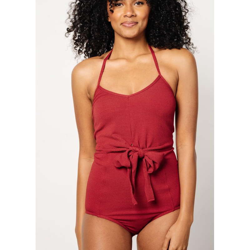 Waffled Maroon | Extended High-Waisted Bottoms