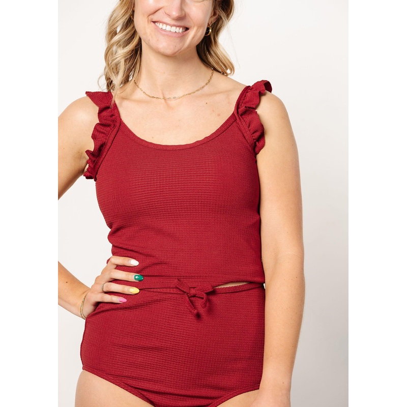 Waffled Maroon | Flutter Top