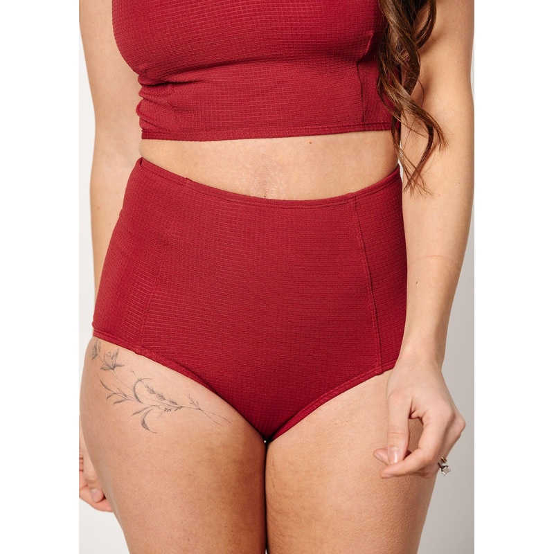 Waffled Maroon | High-Waisted Bottoms
