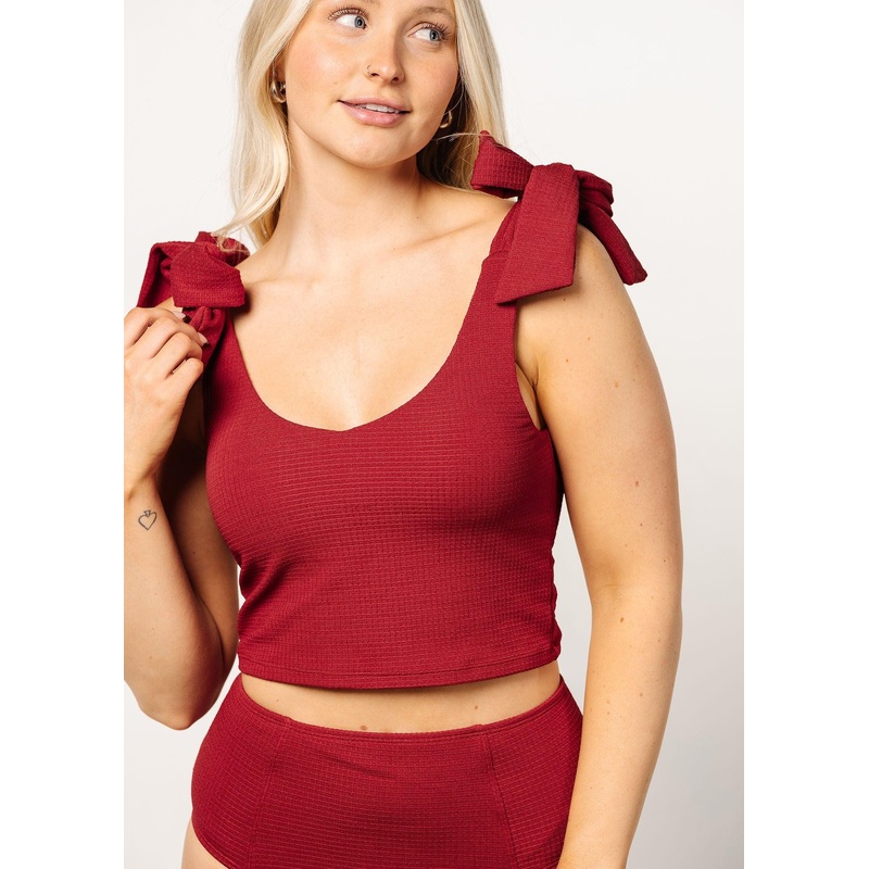 Waffled Maroon | Knot Top