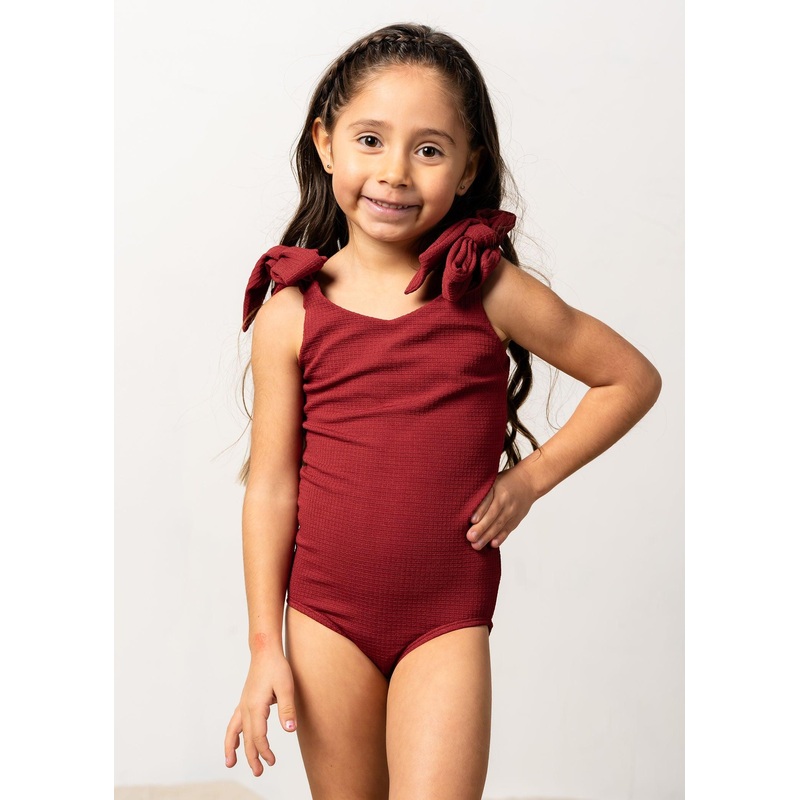 Waffled Maroon | Mini Everyday One-Piece