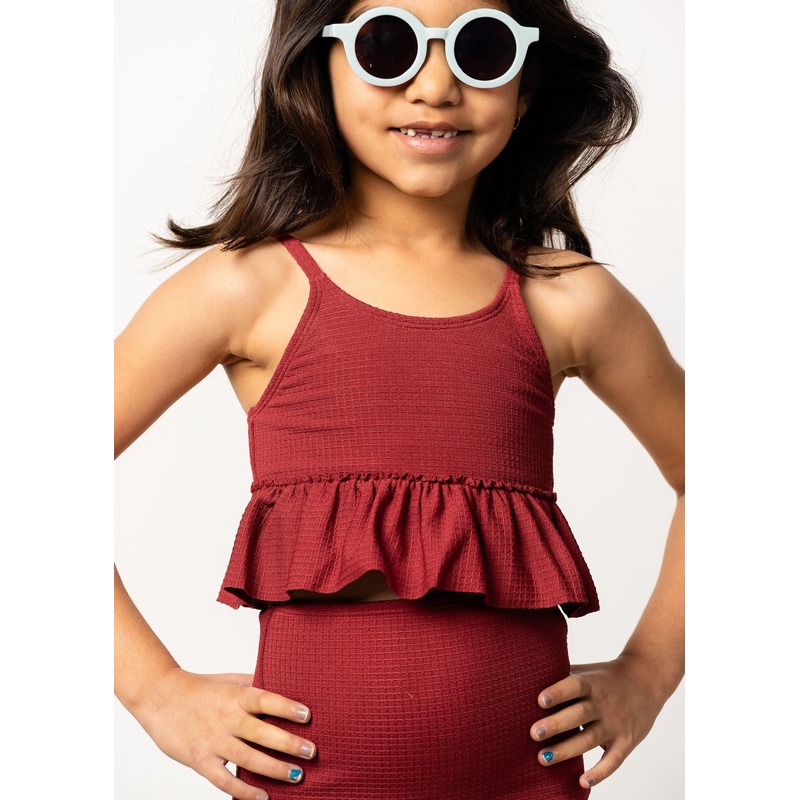 Waffled Maroon | Mini Peplum Top