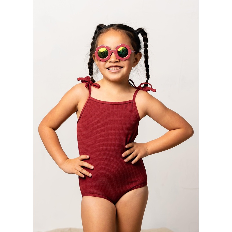 Waffled Maroon | Mini Simply One-Piece
