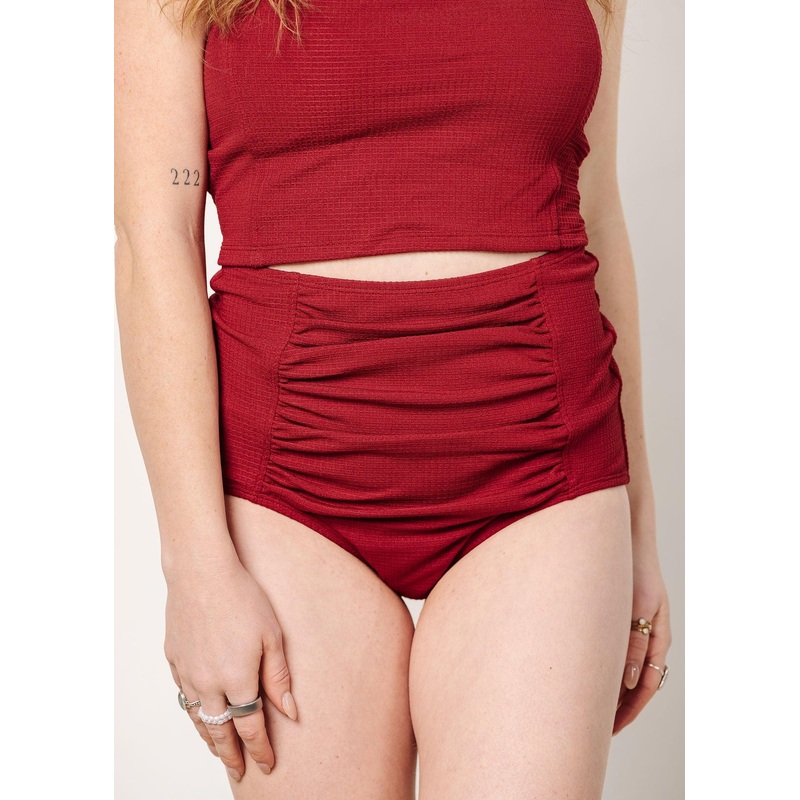 Waffled Maroon | Ruched Bottoms 2.0