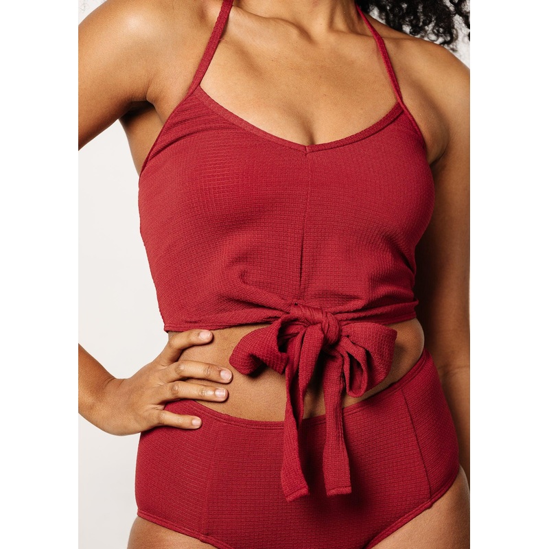 Waffled Maroon | Tied-Up Top