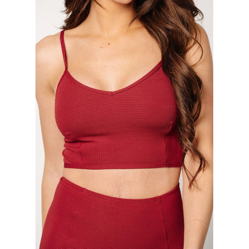 Waffled Maroon | V'D Crop Top