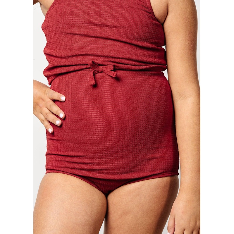 Waffled Maroon | Youth Bow Bottoms